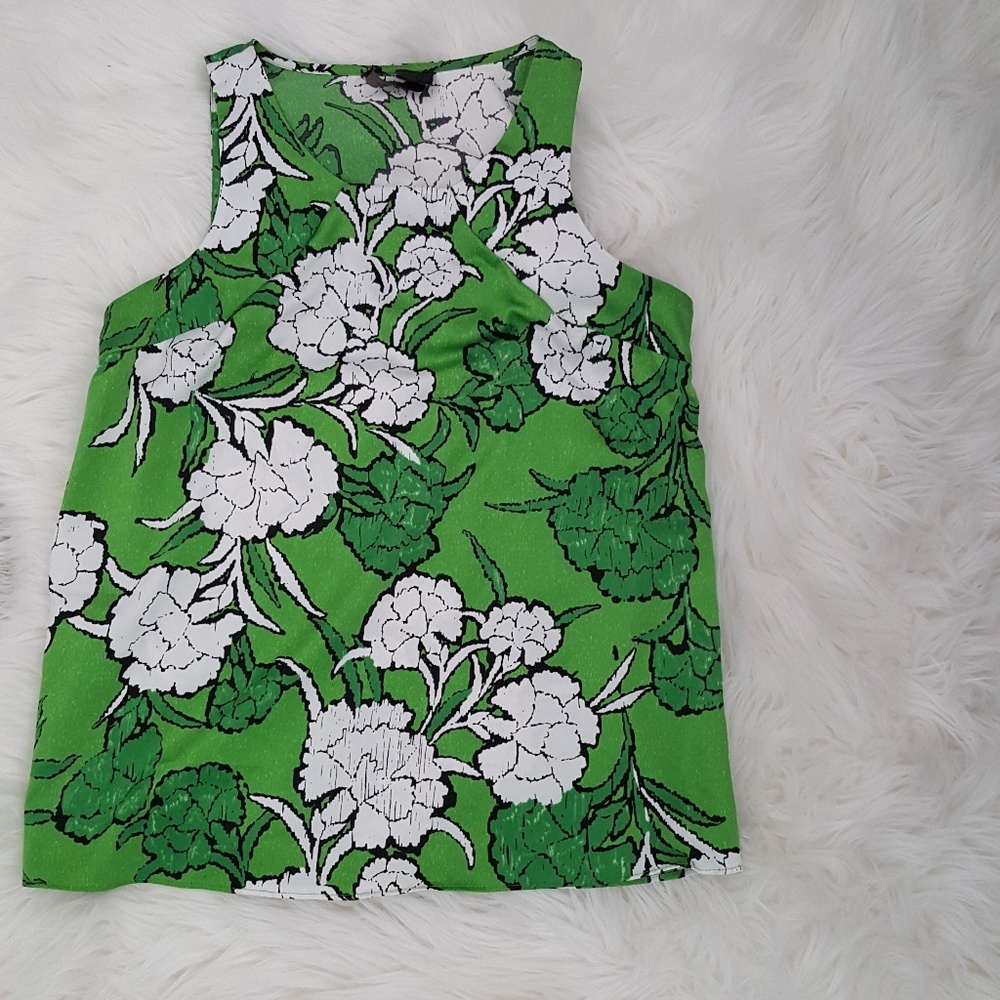 The Limited green white flowers top sz S